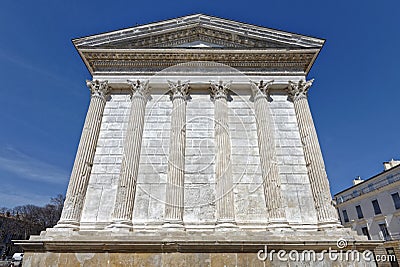 Nimes, france: Roman temple, Maison Carree Stock Photo