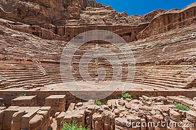 Roman theater arena in nabatean city of petra jordan Stock Photo