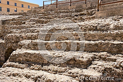 The Roman Theater of CÃ¡diz. It was discovered in 1980 during excavations. It is the second largest theater in Roman Hispania, Stock Photo