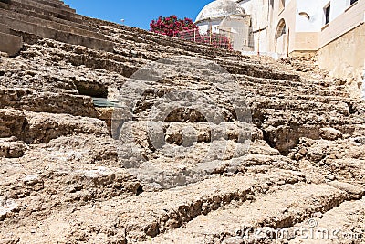 The Roman Theater of CÃ¡diz. It was discovered in 1980 during excavations. It is the second largest theater in Roman Hispania, Stock Photo