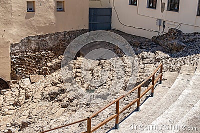 The Roman Theater of CÃ¡diz. It was discovered in 1980 during excavations. It is the second largest theater in Roman Hispania, Stock Photo