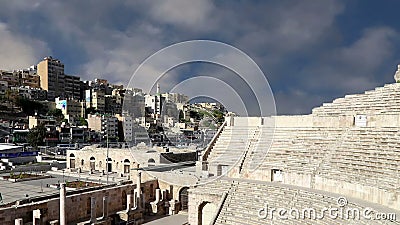 Theatre Against the Background of Moving Clouds Amman, Jordan Footage - Video of lapse, performance: 191284014