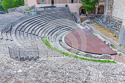 Roman theatre in the Italian town Spoleto Editorial Stock Photo