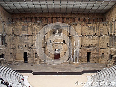 The Roman Theatre in Orange (France); the scene Stock Photo