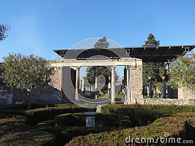 Roman VillaÂ´s Gardens at Pompeii Ruins 5 Stock Photo