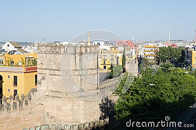 Roman walls in Seville Stock Photo
