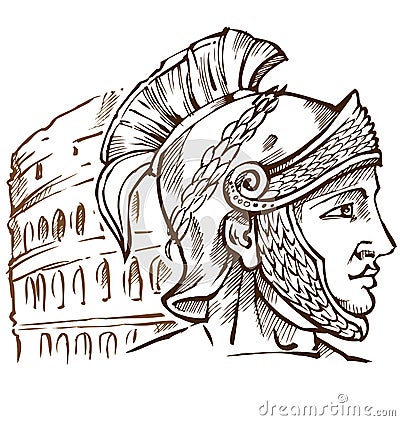 Roman warrior on colosseum Vector Illustration