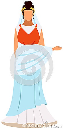 Roman woman in traditional clothes, citizen of ancient rome vector Illustration on white background Vector Illustration