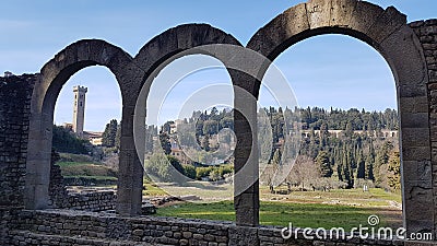 Ruin in Fiesole near Florence Stock Photo