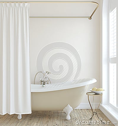 Romance bathroom. Interior mockup. 3d render Stock Photo