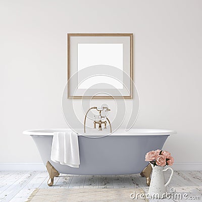 Romance bathroom. Interior mockup. 3d render Stock Photo