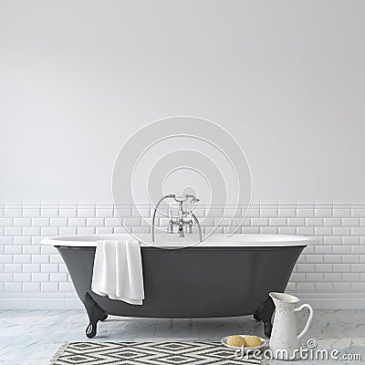 Romance bathroom. Interior mockup. 3d render Stock Photo