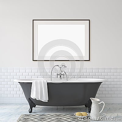 Romance bathroom. Interior mockup. 3d render Stock Photo