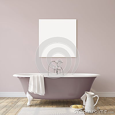 Romance bathroom. Interior mockup. 3d render Stock Photo