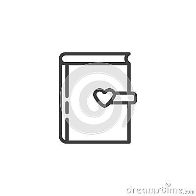 Romance book line icon Cartoon Illustration