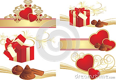 Romance compositions to the Valentines Day Vector Illustration