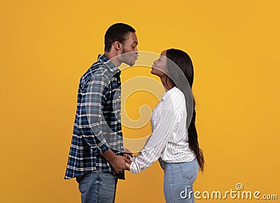 Romance date and happy relationship. Cheerful young african american students male and lady Stock Photo