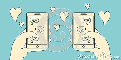 Romance online dating retro concept Vector Illustration