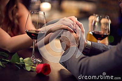 Romance at restaurant for Valentine`s Day-concept Stock Photo