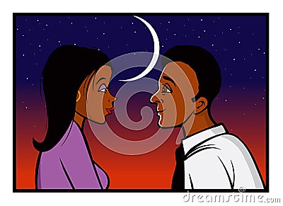 Romance sunset Vector Illustration