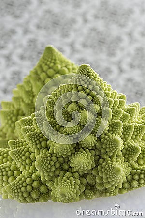 Romanesco Florets in a logarithmic spiral Stock Photo