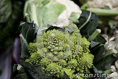 Romanesco in greengrocer Stock Photo