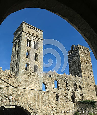 The Romanesque abbey of Sant Pere de Rodes, in the municipality Stock Photo