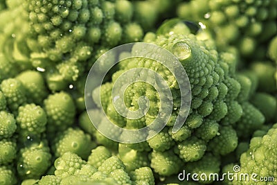 Romanesque cabbage and droplets Stock Photo