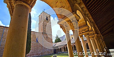 Romanesque Cloister, Co-Cathedral of San Pedro, Soria, Spain Stock Photo