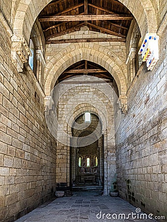 The romanesque gothic monastery of Santo Estevo de Ribas de Sil at Nogueira de Ramuin, Galicia in Spain Stock Photo