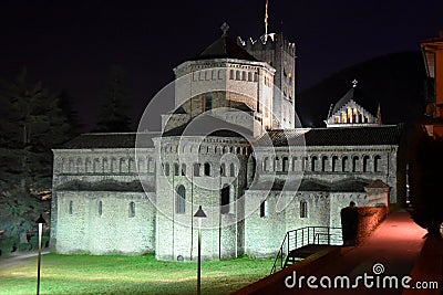 Romanesque monastery of Ripoll at night Stock Photo