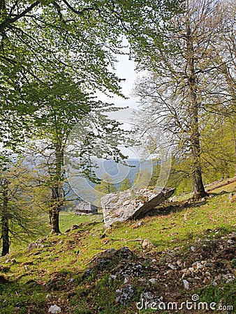 Romania, Buila Vanturarita Mountains, old sheepfold. Stock Photo