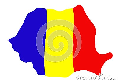Romania country shape in flag colors. Romanian map Vector Illustration