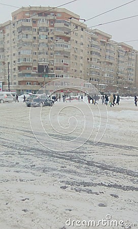 Romania extreme heavy snow Editorial Stock Photo