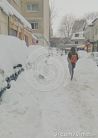 Romania extreme heavy snow Editorial Stock Photo