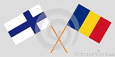 Romania and Finland. The Romanian and Finnish flags. Official proportion. Correct colors. Vector Vector Illustration