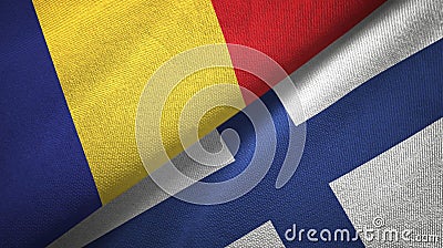 Romania and Finland two flags textile cloth, fabric texture Stock Photo