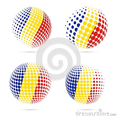 Romania halftone flag set patriotic vector design. Vector Illustration