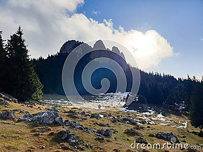 Romania, Hasmas Mountains, Piatra Singuratica. Stock Photo