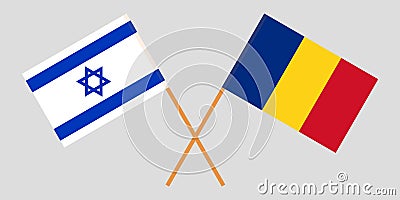 Romania and Israel. The Romanian and israeli flags. Official proportion. Correct colors. Vector Vector Illustration