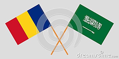 Romania and Kingdom of Saudi Arabia. The Romanian and Saudi flags. Official proportion. Correct colors. Vector Vector Illustration