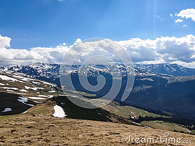 Romania, Latoritei Mountains, Stefanu Peak, viewpoint to Parang Mountains Stock Photo