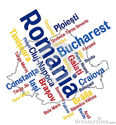 Romania map and cities Vector Illustration