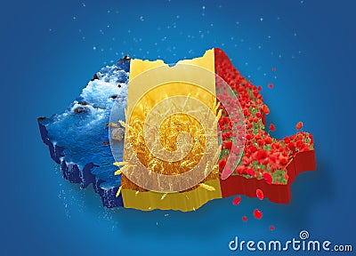 Romania map 3D Stock Photo