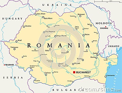 Romania Political Map Vector Illustration