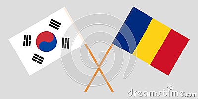 Romania and South Korea. The Romanian and Korean flags. Official proportion. Correct colors. Vector Vector Illustration