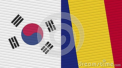 Romania and South Korea Two Half Flags Together Stock Photo