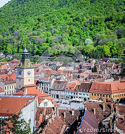 Brasov city center, old town. Romania in spring, summer Editorial Stock Photo