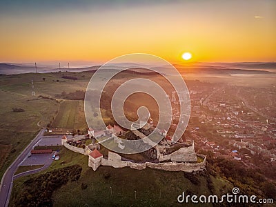 Romania traditional landscape at sunrise at Rupea Fortress in Transylvania, between Brasov and Sighisoara Stock Photo