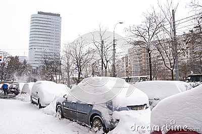 Romania under heavy snow Editorial Stock Photo